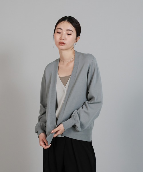 select MOCA Et（セレクトモカエト）の「【Et】Layered Knit Cardigan（カーディガン/ボレロ・レディース・グレー/ブラック/ベージュ・FREE）」の12枚目の写真