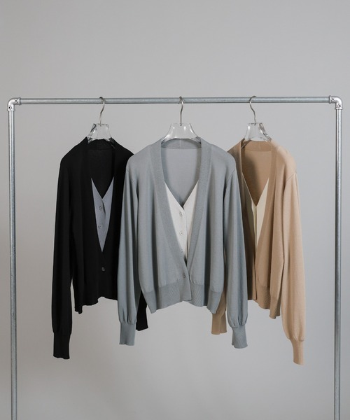 select MOCA Et（セレクトモカエト）の「【Et】Layered Knit Cardigan（カーディガン/ボレロ・レディース・グレー/ブラック/ベージュ・FREE）」の15枚目の写真