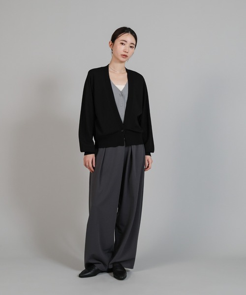 select MOCA Et（セレクトモカエト）の「【Et】Layered Knit Cardigan（カーディガン/ボレロ・レディース・グレー/ブラック/ベージュ・FREE）」の6枚目の写真