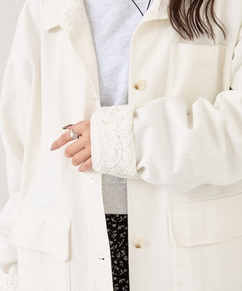 mystic（ミスティック）の「裾レースツイルジャケット（ブルゾン・レディース・ネイビー/オフホワイト・FREE）」の6枚目の写真