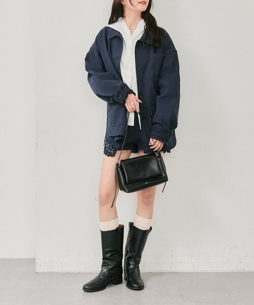 mystic（ミスティック）の「裾レースツイルジャケット（ブルゾン・レディース・ネイビー/オフホワイト・FREE）」の12枚目の写真