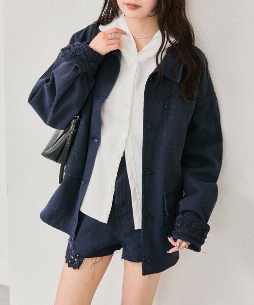 mystic（ミスティック）の「裾レースツイルジャケット（ブルゾン・レディース・ネイビー/オフホワイト・FREE）」の14枚目の写真