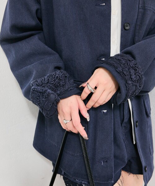 mystic（ミスティック）の「裾レースツイルジャケット（ブルゾン・レディース・ネイビー/オフホワイト・FREE）」の15枚目の写真