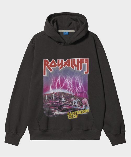 ROYALLIFE(ロイヤルライフ)の「RLPH3006 バッドフレンズメタルクルー起毛フードパーカー - ダークグレー(パーカー・レディース・チャコール・LARGE/MEDIUM/SMALL/X-LARGE)」の2枚目の写真