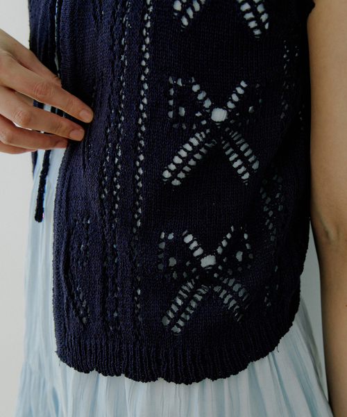 REORG（リオルグ）の「WOI CROCHET VEST NAVY（ベスト・レディース・その他・FREE）」の2枚目の写真