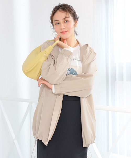 パラスパレス　フード付きベージュ　ブルゾン セール】【非フッ素撥水加工・UVカット】撥水加工フードブルゾン