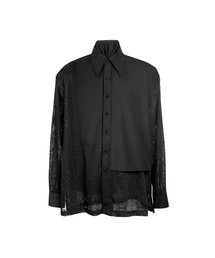 ANDEND（エンデンド）の「レースパネルシャツ_黒（シャツ/ブラウス）」