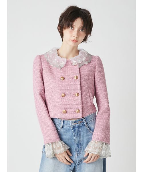 LILY BROWN（リリーブラウン）の「[L.B CANDY STOCK]スカラップビジューアタッチドジャケット（テーラードジャケット・レディース・チャコールグレー/アイボリー/ピンク・F）」の9枚目の写真