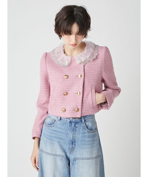 LILY BROWN（リリーブラウン）の「[L.B CANDY STOCK]スカラップビジューアタッチドジャケット（テーラードジャケット・レディース・チャコールグレー/アイボリー/ピンク・F）」の10枚目の写真