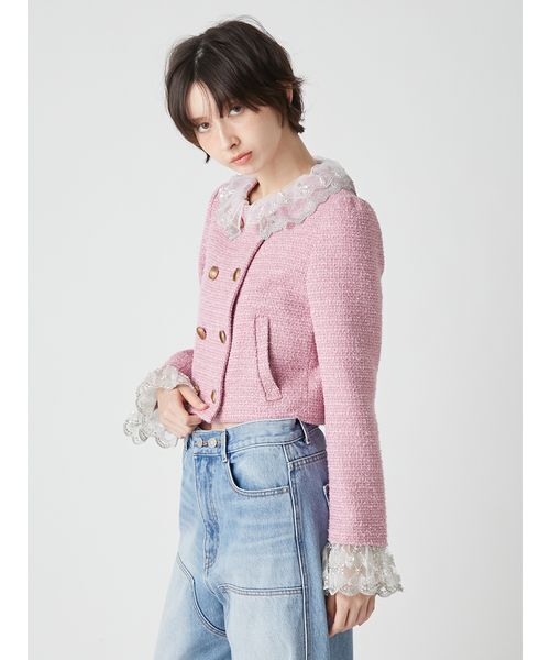 LILY BROWN（リリーブラウン）の「[L.B CANDY STOCK]スカラップビジューアタッチドジャケット（テーラードジャケット・レディース・チャコールグレー/アイボリー/ピンク・F）」の12枚目の写真