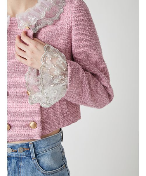 LILY BROWN（リリーブラウン）の「[L.B CANDY STOCK]スカラップビジューアタッチドジャケット（テーラードジャケット・レディース・チャコールグレー/アイボリー/ピンク・F）」の14枚目の写真