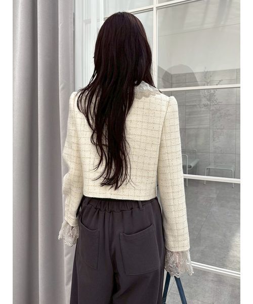 LILY BROWN（リリーブラウン）の「[L.B CANDY STOCK]スカラップビジューアタッチドジャケット（テーラードジャケット・レディース・チャコールグレー/アイボリー/ピンク・F）」の21枚目の写真