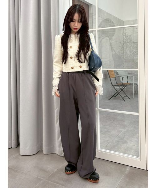 L.B CANDY STOCK]スカラップビジューアタッチドジャケット（テーラード