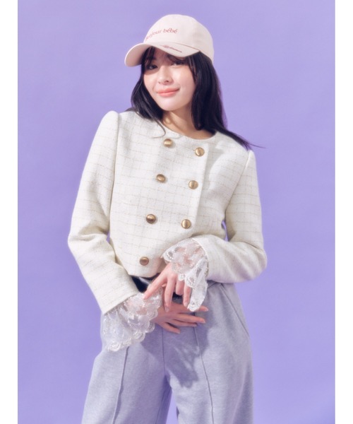 LILY BROWN（リリーブラウン）の「[L.B CANDY STOCK]スカラップビジューアタッチドジャケット（テーラードジャケット・レディース・チャコールグレー/アイボリー/ピンク・F）」の8枚目の写真