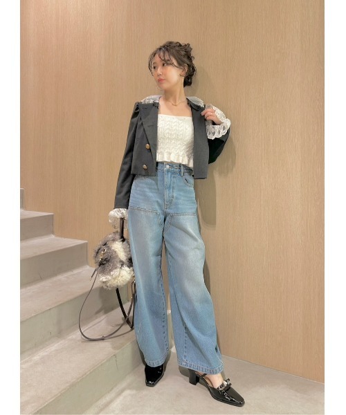 LILY BROWN（リリーブラウン）の「[L.B CANDY STOCK]スカラップビジューアタッチドジャケット（テーラードジャケット・レディース・チャコールグレー/アイボリー/ピンク・F）」の20枚目の写真