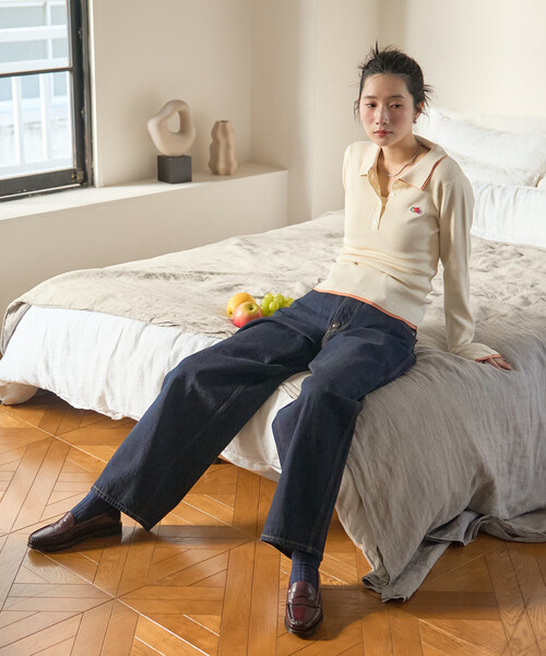 FREAK'S STORE（フリークスストア）の「FRUIT OF THE LOOM × FREAK'S STORE/フルーツオブザルーム 別注 配色レイヤード ポロニット（ニット/セーター・レディース・オフホワイト/ライトグレー/ブラウン/レッド/ネイビー・ﾌﾘ-）」の6枚目の写真