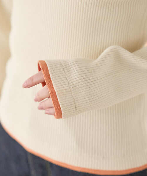 FREAK'S STORE（フリークスストア）の「FRUIT OF THE LOOM × FREAK'S STORE/フルーツオブザルーム 別注 配色レイヤード ポロニット（ニット/セーター・レディース・オフホワイト/ライトグレー/ブラウン/レッド/ネイビー・ﾌﾘ-）」の22枚目の写真