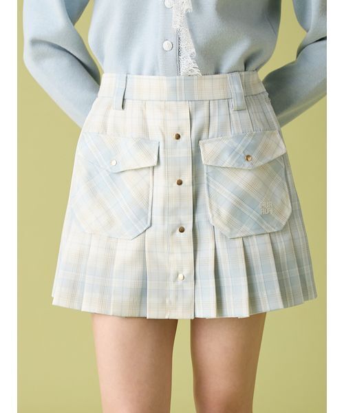 FURFUR（ファーファー）の「チェック柄プリーツミニスカート（スカート・レディース・ブラック/ライトブルー/ベージュ・F）」の3枚目の写真