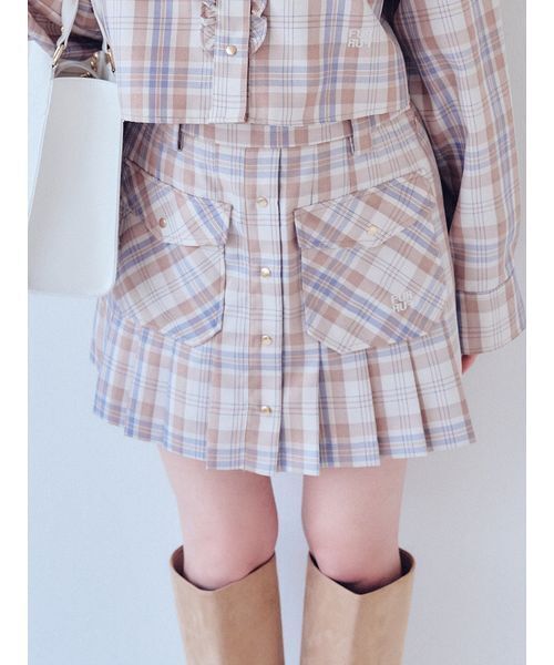 FURFUR（ファーファー）の「チェック柄プリーツミニスカート（スカート・レディース・ブラック/ライトブルー/ベージュ・F）」の20枚目の写真