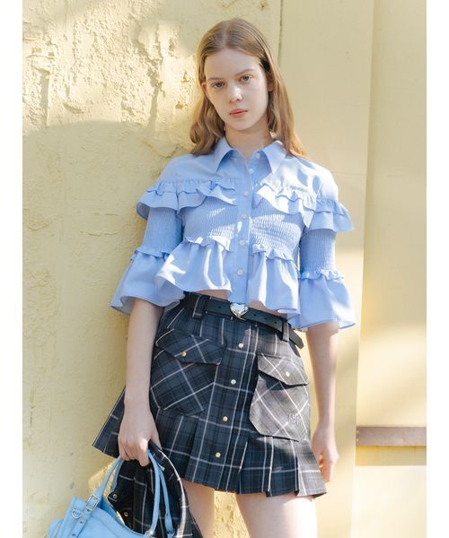 FURFUR（ファーファー）の「チェック柄プリーツミニスカート（スカート・レディース・ブラック/ライトブルー/ベージュ・F）」の12枚目の写真