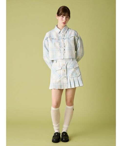 FURFUR（ファーファー）の「チェック柄プリーツミニスカート（スカート・レディース・ブラック/ライトブルー/ベージュ・F）」の18枚目の写真