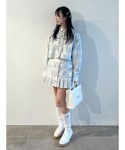 FURFUR（ファーファー）の「チェック柄プリーツミニスカート（スカート・レディース・ブラック/ライトブルー/ベージュ・F）」の6枚目の写真