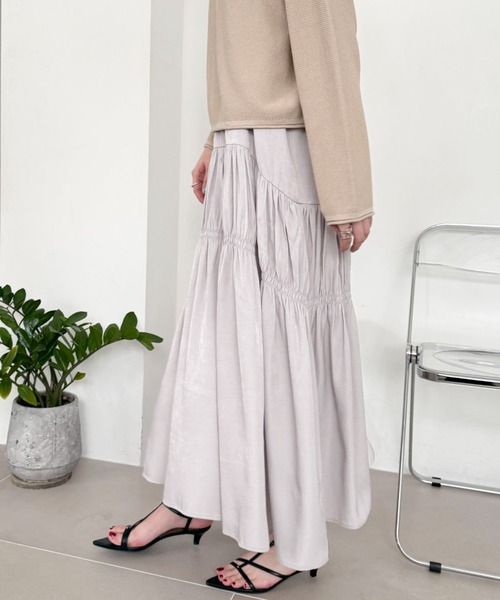 Doux archives（ドゥアルシーヴ）の「ニットＳＥＴティアードキャミワンピース（ワンピース・レディース・グレイッシュベージュ/サックスブルー/チャコールグレー・FREE）」の13枚目の写真