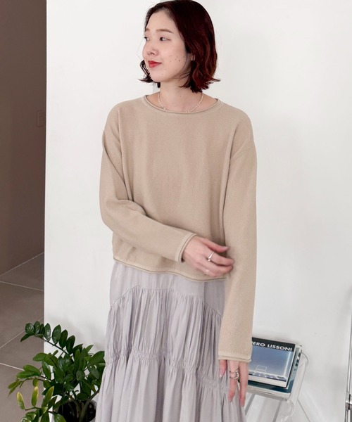 Doux archives（ドゥアルシーヴ）の「ニットＳＥＴティアードキャミワンピース（ワンピース・レディース・グレイッシュベージュ/サックスブルー/チャコールグレー・FREE）」の15枚目の写真