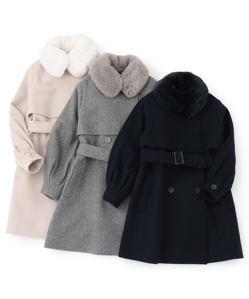 セール】フェイクファー衿つきミドルコート（ダッフルコート）｜mezzo