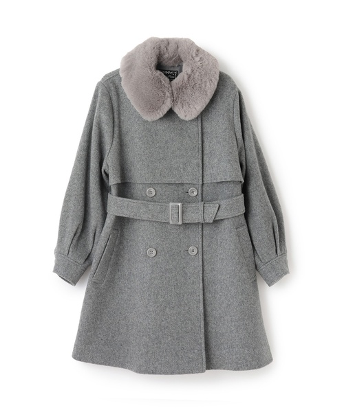 mezzo piano Junior(メゾピアノジュニア)の「フェイクファー衿つきミドルコート(ダッフルコート・キッズ・トップグレー/ライトベージュ/ネイビー・L:160cm/M:150cm/S:140cm)」の21枚目の写真