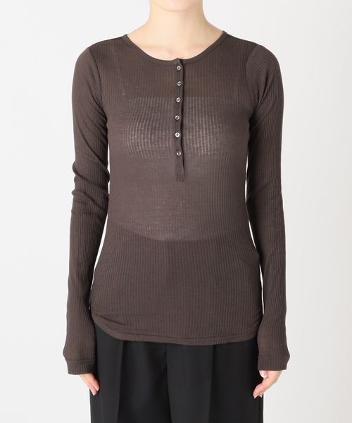 JOURNAL STANDARD（ジャーナルスタンダード）の「《追加》シアーテレコヘンリーネックプルオーバー（Tシャツ/カットソー・レディース・ホワイト系その他/ブラウン/イエロー系その他/モスグリーン・FREE）」の5枚目の写真