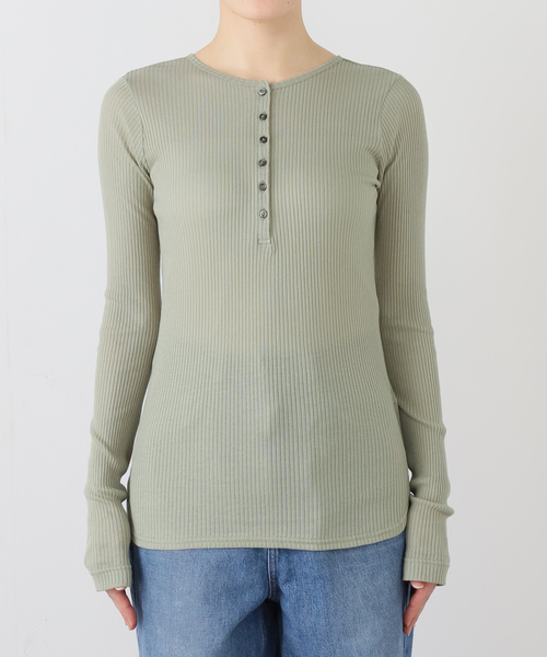 JOURNAL STANDARD（ジャーナルスタンダード）の「《追加》シアーテレコヘンリーネックプルオーバー（Tシャツ/カットソー・レディース・ホワイト系その他/ブラウン/イエロー系その他/モスグリーン・FREE）」の9枚目の写真