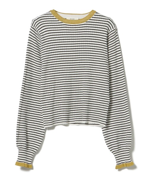 BEAMS HEART（ビームスハート）の「配色ラメフリル ニット プルオーバー（ニット/セーター・レディース・ネイビー/ブラック/オフホワイト・FREE）」の9枚目の写真