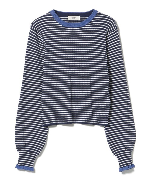 BEAMS HEART（ビームスハート）の「配色ラメフリル ニット プルオーバー（ニット/セーター・レディース・ネイビー/ブラック/オフホワイト・FREE）」の5枚目の写真