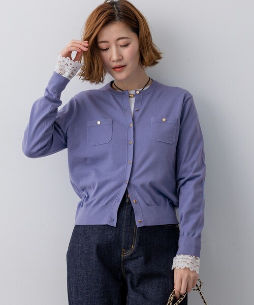 23区（ニジュウサンク）の「プレミアムビオコットン ポケット カーディガン（カーディガン/ボレロ・レディース・スカイブルー系/ピンク系/ベージュ系/ネイビー系/ホワイト系・38/40）」の3枚目の写真