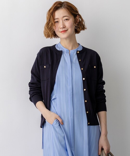 23区（ニジュウサンク）の「プレミアムビオコットン ポケット カーディガン（カーディガン/ボレロ・レディース・スカイブルー系/ピンク系/ベージュ系/ネイビー系/ホワイト系・38/40）」の4枚目の写真