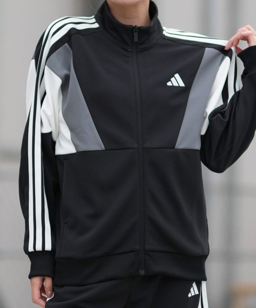 adidas(アディダス)の「adidas/アディダス トラックジャケット レディース UVカット W TEAM トラックトップ VX331(スウェット・レディース・ブラック×ホワイト・M/L)」の1枚目の写真