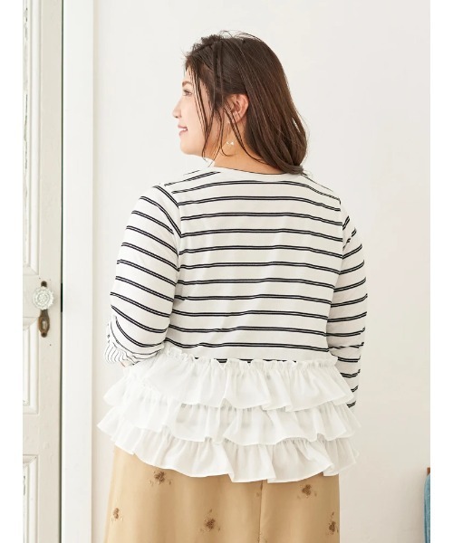 Re-J&SUPURE（リジェイアンドスプル）の「【大きいサイズ】【Sasaki Mikiコラボ】3段フリルトップス（Tシャツ/カットソー・レディース・A/グレー・XX-LARGE/XXXX-LARGE/XXX-LARGE）」の6枚目の写真