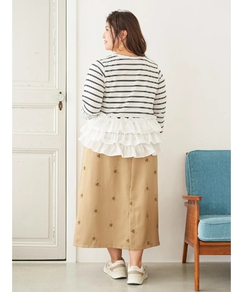 Re-J&SUPURE（リジェイアンドスプル）の「【大きいサイズ】【Sasaki Mikiコラボ】3段フリルトップス（Tシャツ/カットソー・レディース・A/グレー・XX-LARGE/XXXX-LARGE/XXX-LARGE）」の11枚目の写真