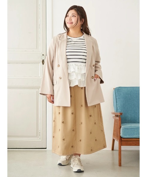 Re-J&SUPURE（リジェイアンドスプル）の「【大きいサイズ】【Sasaki Mikiコラボ】3段フリルトップス（Tシャツ/カットソー・レディース・A/グレー・XX-LARGE/XXXX-LARGE/XXX-LARGE）」の12枚目の写真