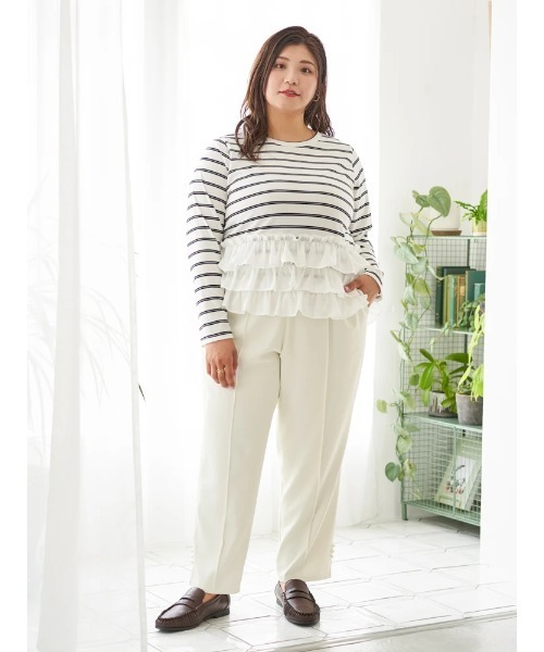 Re-J&SUPURE（リジェイアンドスプル）の「【大きいサイズ】【Sasaki Mikiコラボ】3段フリルトップス（Tシャツ/カットソー・レディース・A/グレー・XX-LARGE/XXXX-LARGE/XXX-LARGE）」の15枚目の写真