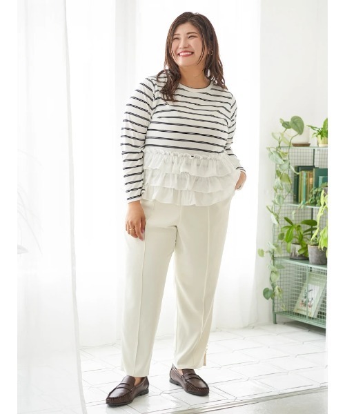 Re-J&SUPURE（リジェイアンドスプル）の「【大きいサイズ】【Sasaki Mikiコラボ】3段フリルトップス（Tシャツ/カットソー・レディース・A/グレー・XX-LARGE/XXXX-LARGE/XXX-LARGE）」の17枚目の写真