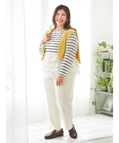 Re-J&SUPURE（リジェイアンドスプル）の「【大きいサイズ】【Sasaki Mikiコラボ】3段フリルトップス（Tシャツ/カットソー・レディース・A/グレー・XX-LARGE/XXXX-LARGE/XXX-LARGE）」の19枚目の写真