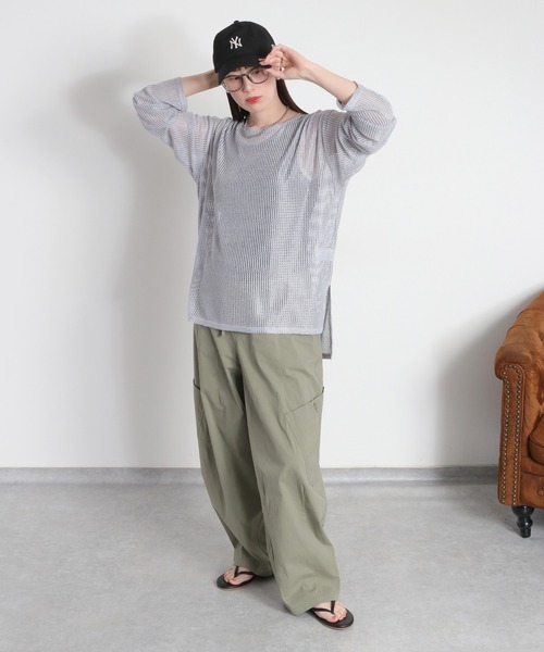 cepo(セポ)の「シアーストライプロングスリーブプルオーバー(Tシャツ/カットソー・レディース・ホワイト/ピンク/ブラック/グレー・M)」の1枚目の写真