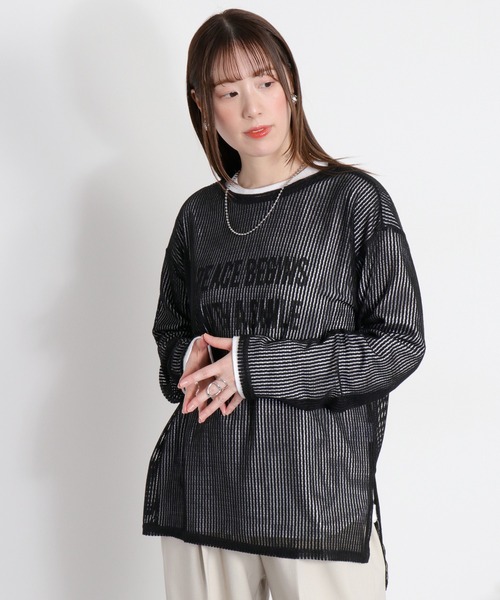 cepo(セポ)の「シアーストライプロングスリーブプルオーバー(Tシャツ/カットソー・レディース・ホワイト/ピンク/ブラック/グレー・M)」の3枚目の写真