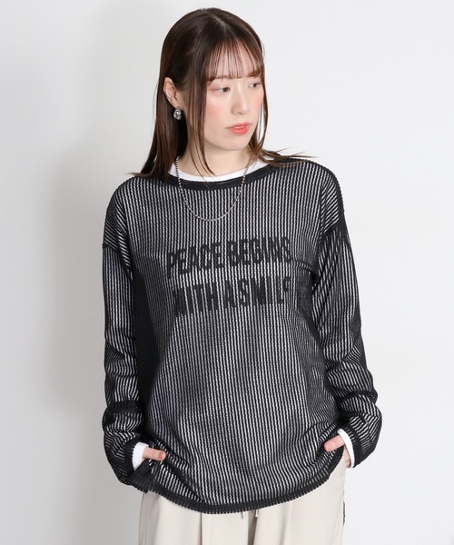 cepo(セポ)の「シアーストライプロングスリーブプルオーバー(Tシャツ/カットソー・レディース・ホワイト/ピンク/ブラック/グレー・M)」の18枚目の写真