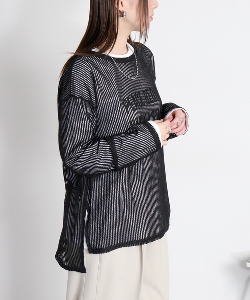 cepo(セポ)の「シアーストライプロングスリーブプルオーバー(Tシャツ/カットソー・レディース・ホワイト/ピンク/ブラック/グレー・M)」の22枚目の写真