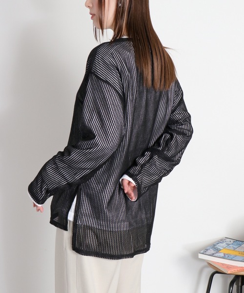 cepo(セポ)の「シアーストライプロングスリーブプルオーバー(Tシャツ/カットソー・レディース・ホワイト/ピンク/ブラック/グレー・M)」の19枚目の写真