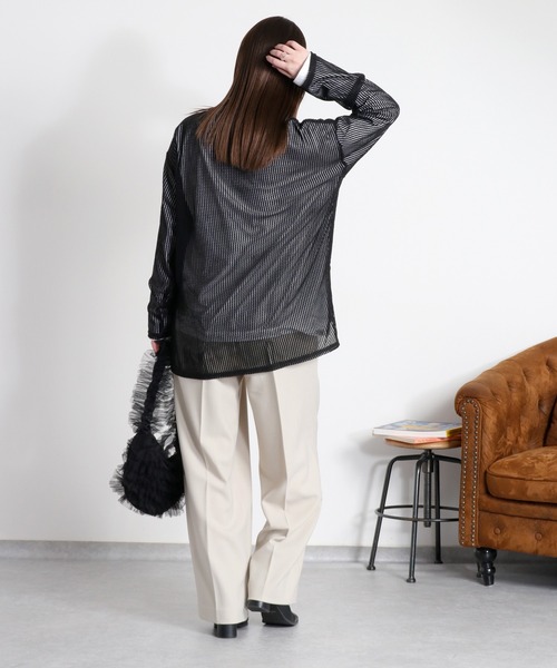 cepo(セポ)の「シアーストライプロングスリーブプルオーバー(Tシャツ/カットソー・レディース・ホワイト/ピンク/ブラック/グレー・M)」の15枚目の写真