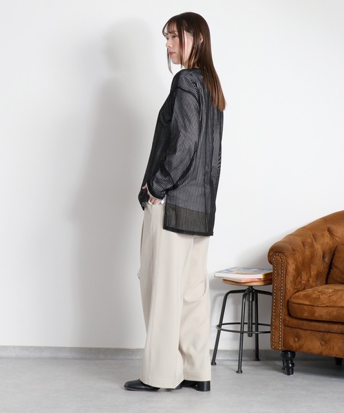 cepo(セポ)の「シアーストライプロングスリーブプルオーバー(Tシャツ/カットソー・レディース・ホワイト/ピンク/ブラック/グレー・M)」の14枚目の写真